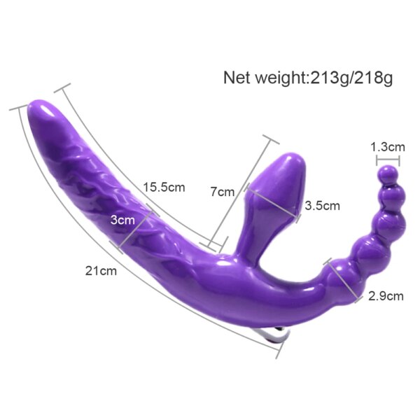 Strapless Strapon Dildo Vibrator 4 in 1 Sex Toys for Adult Double Penetration Anal Plug Anal Beads Vibrators for Women Lesbian