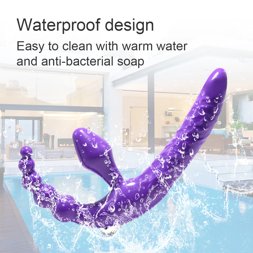 Strapless Strapon Dildo Vibrator 4 in 1 Sex Toys for Adult Double Penetration Anal Plug Anal Beads Vibrators for Women Lesbian