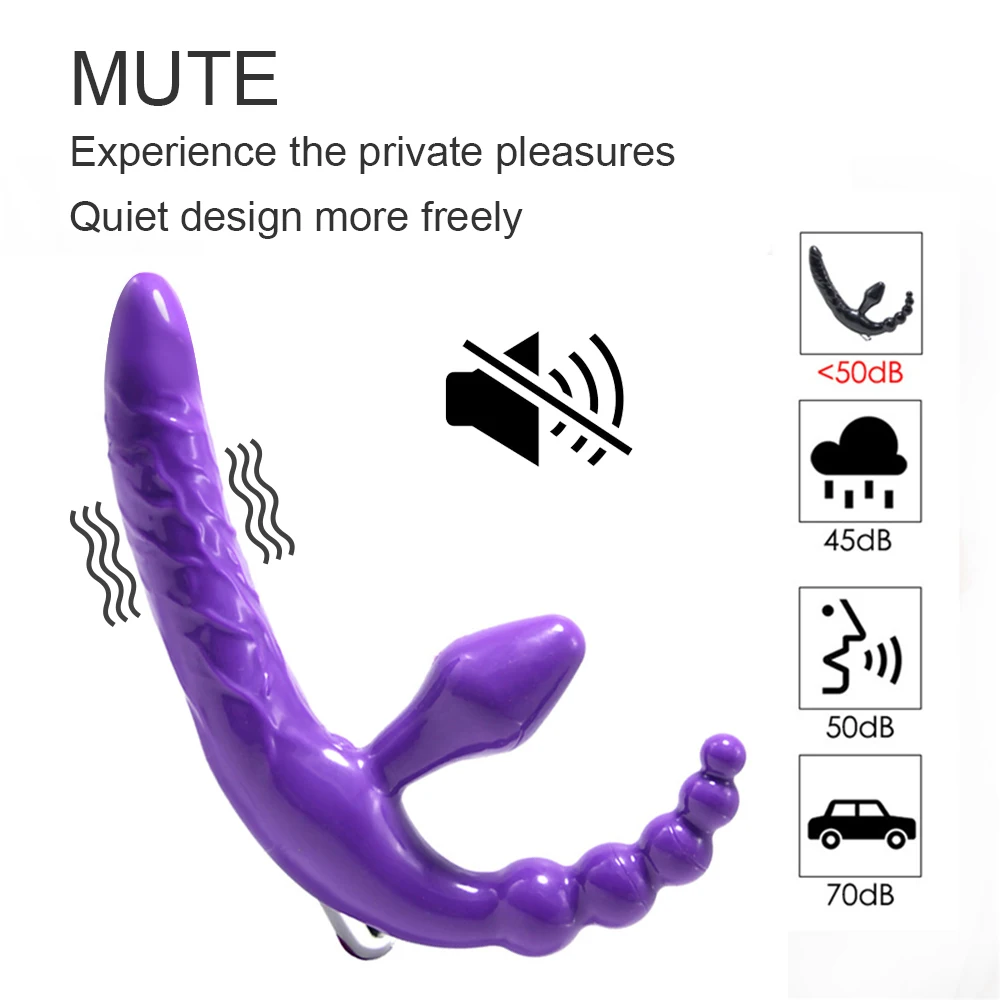 Strapless Strapon Dildo Vibrator 4 in 1 Sex Toys for Adult Double Penetration Anal Plug Anal Beads Vibrators for Women Lesbian