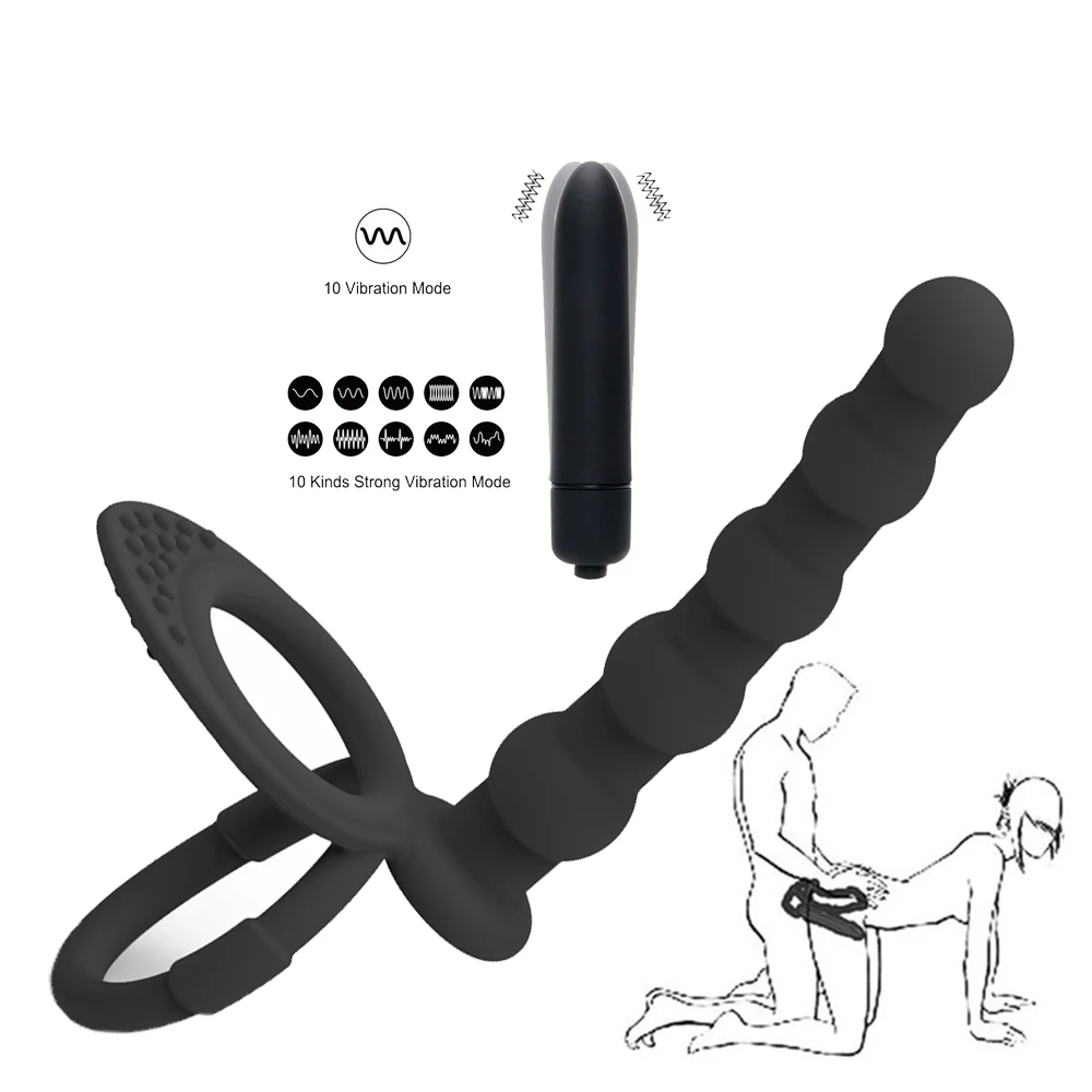 Double Penetration Penis Strapon Dildo Sex Toys For Women 10 Speed Vibrators Man Strap Anal Beads Plug Adult G Spot Massager