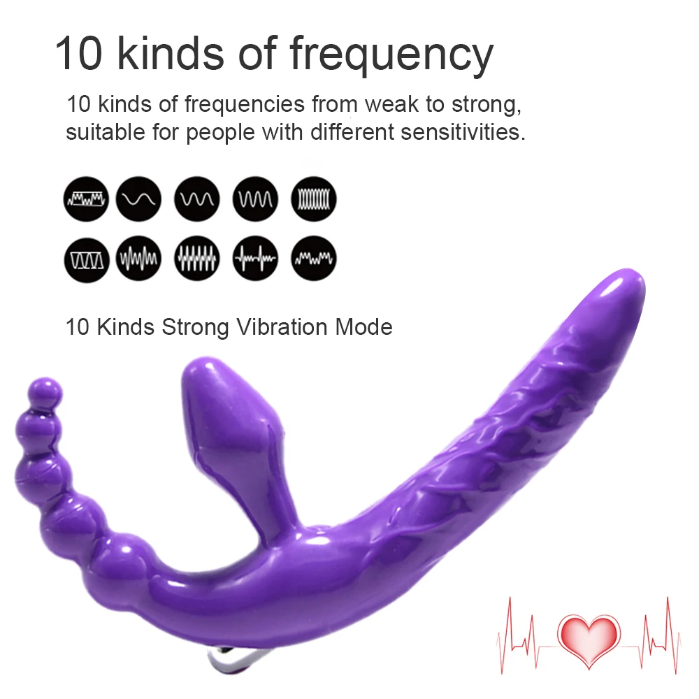 Strapless Strap on Dildo Vibrator Sex Toys for Adult Double Penetration Anal Plug Anal Beads G spot Vibrators for Women Lesbian Strapless Strap on Dildo Vibrator Sex Toys for Adult Double Penetration Anal Plug Anal Beads G spot Vibrators for Women Lesbian