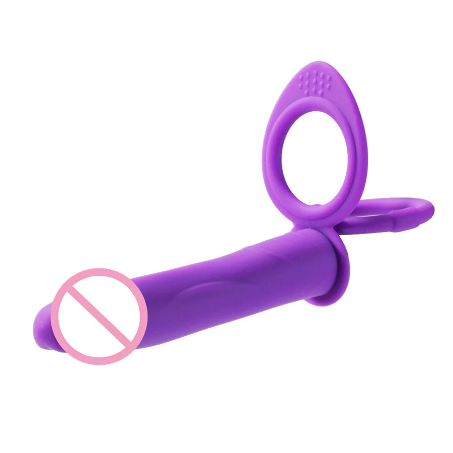 Double Penetration Anal Plug Vibrator Strap On Dildo Cock Ring Vagina Stimulator Penis Massager Adult Sex Toys For Couples
