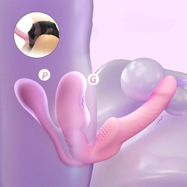 Wireless Female Silicone Dildo Vibrator For Women Strap-on Double Penetration Lesbian G Spot Vaginal Erotic Adult Couple Toys