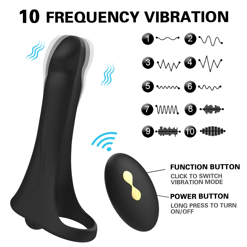Remote Control Strap On Penis Vibrator Double Penetration Sex Toys For Couples Penis Vibrating Ring Penis Erection Vagina Plug