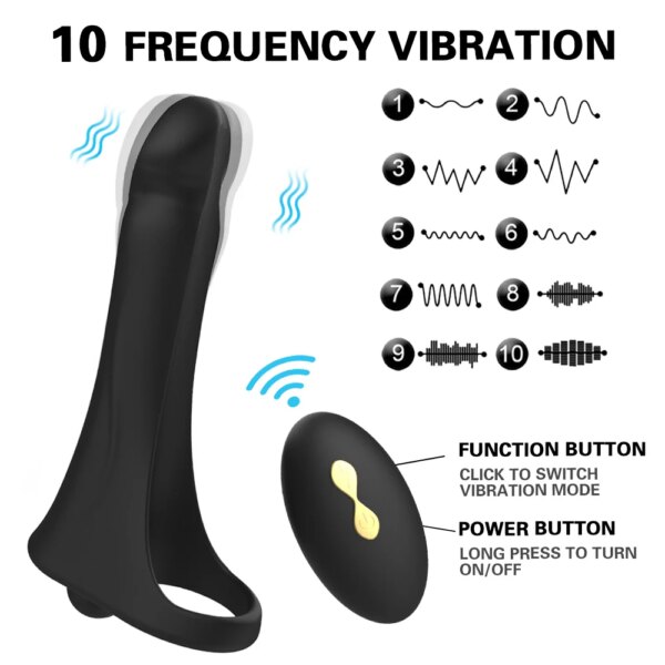 Remote Control Strap On Penis Vibrator Double Penetration Sex Toys For Couples Penis Vibrating Ring Penis Erection Vagina Plug