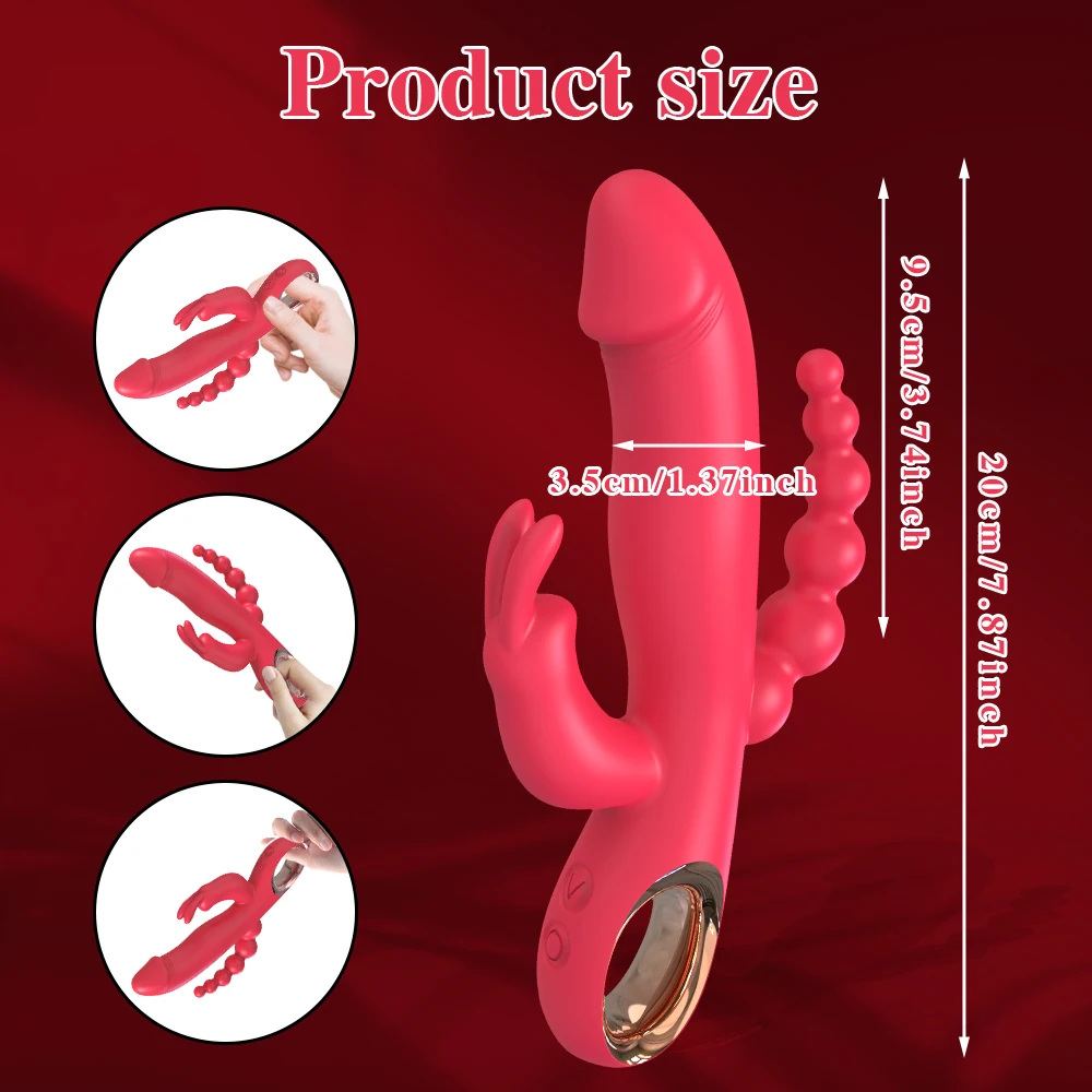 3 in 1 Thrusting G-Spot Rabbit Vibrator for Women Dildo Vagina Clitoris Stimulator Double Penetration Female Sex Toys for Adults 3 in 1 Thrusting G-Spot Rabbit Vibrator for Women Dildo Vagina Clitoris Stimulator Double Penetration Female Sex Toys for Adults