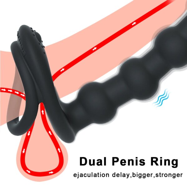 Rechargeable Vibrator Woman Double Penetration Anus Butt Plug Strapons Women To Men's masturbator Adult Toys Penis Delay Ring