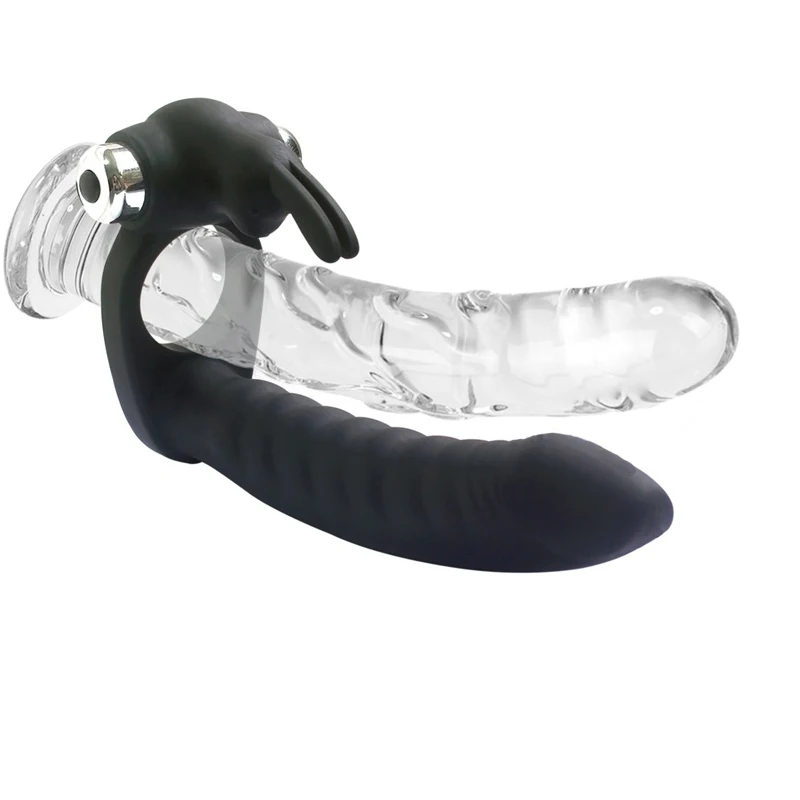 Mens Strap on Dildo Vibrator Double Penetration Cockring Butt Plug Anal Beads Dildo Strap On Anus Plug G spot Vibrator Sex Toys