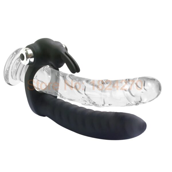 Mens Strap on Dildo Vibrator Double Penetration Cockring Butt Plug Anal Beads Dildo Strap On Anus Plug G spot Vibrator Sex Toys