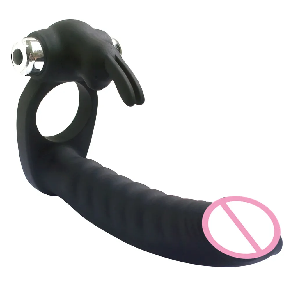 7 Speeds Penis Vibrating Ring Double Penetration Strapon Dildo Anal Beads Butt Plug Rabbit Vibrator Clitoris Sex Toys for Couple