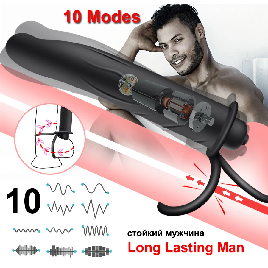 10 Modes Double Penetration Vibrator anal plug Sex Toys for Couples Strapon Dildo Vibrator Strap on Penis Sex Toys for Women Man