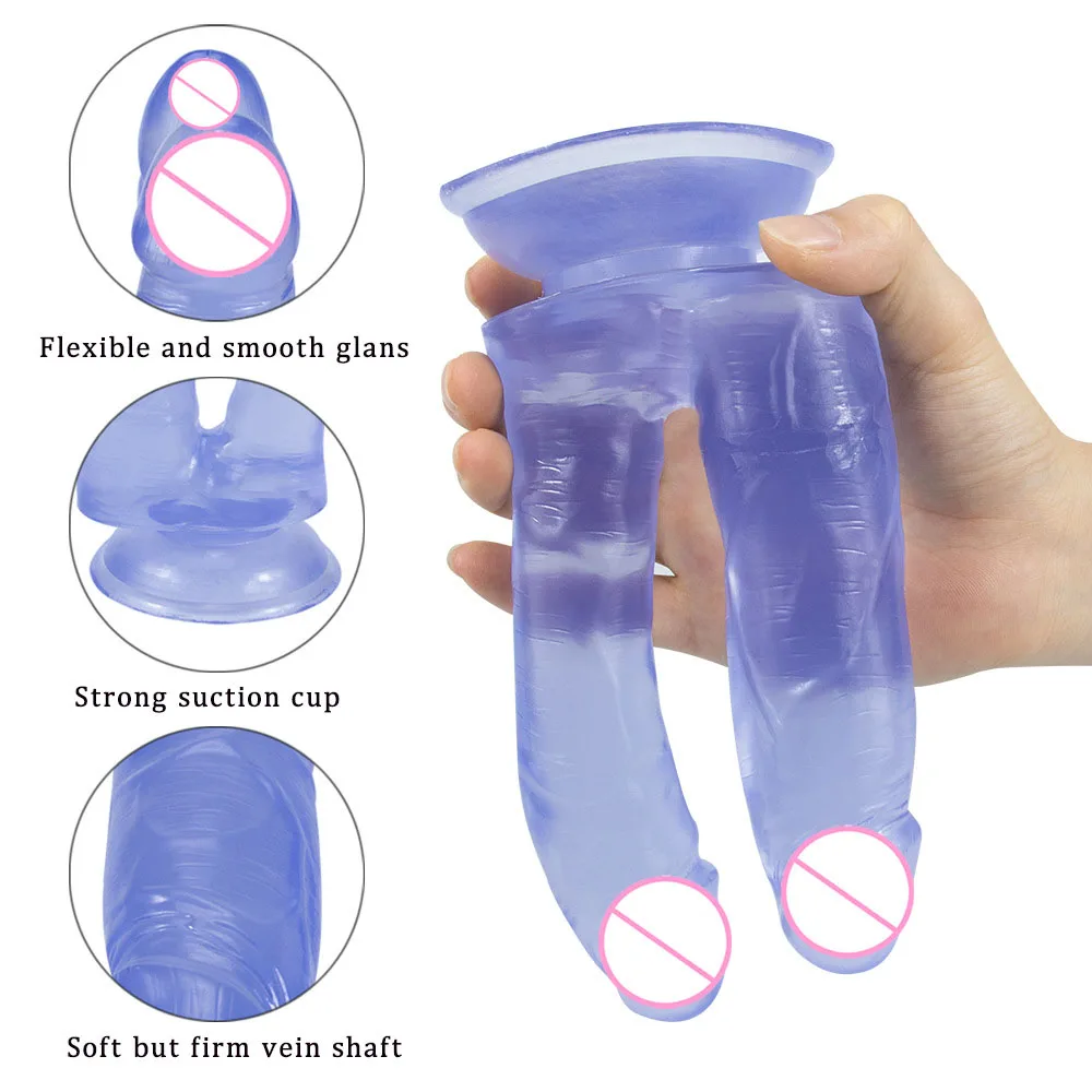 Double Penetration Dildo Couples Two Head Ended Penis Women Masturbator Soft Jelly Big Penis Strong Sucker Sex Toys For Aldult Double Penetration Dildo Couples Two Head Ended Penis Women Masturbator Soft Jelly Big Penis Strong Sucker Sex Toys For Aldult