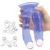 Double Penetration Dildo Couples Two Head Ended Penis Women Masturbator Soft Jelly Big Penis Strong Sucker  Sex Toys For Aldult
