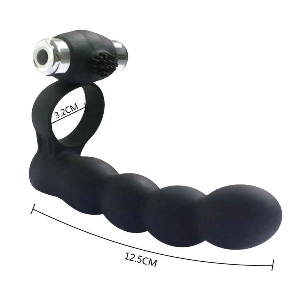 Rabbit Vibrator 7 Speeds Penis Vibrating Ring Double Penetration Strap on Dildo Anal Beads Butt Plug Clitoris Sex Toy for Couple