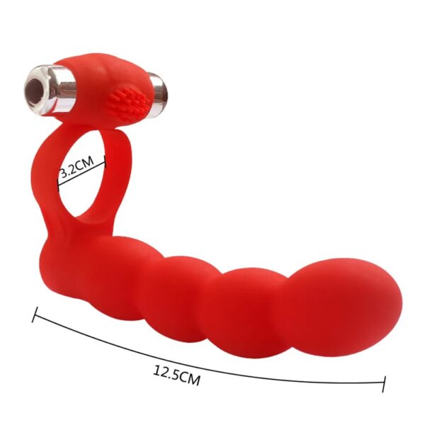 Rabbit Vibrator 7 Speeds Penis Vibrating Ring Double Penetration Strap on Dildo Anal Beads Butt Plug Clitoris Sex Toy for Couple