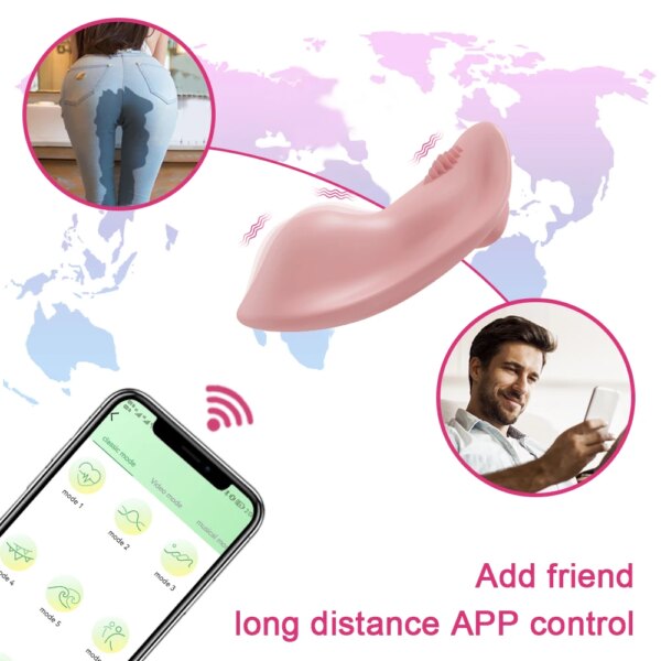Bluetooth APP Wearable Mini Vibrator Female Clitoral Stimulator Remote Control Panties Vibrating Adult Sex Toy for Women Couples