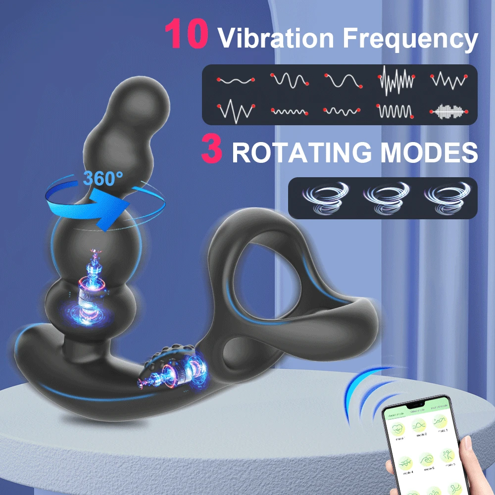 Male Thrusting Prostate Massager Bluetooth APP Vibrator for Men Wireless Remote Control Anal Plug Silicone Man Vibration Sex Toy