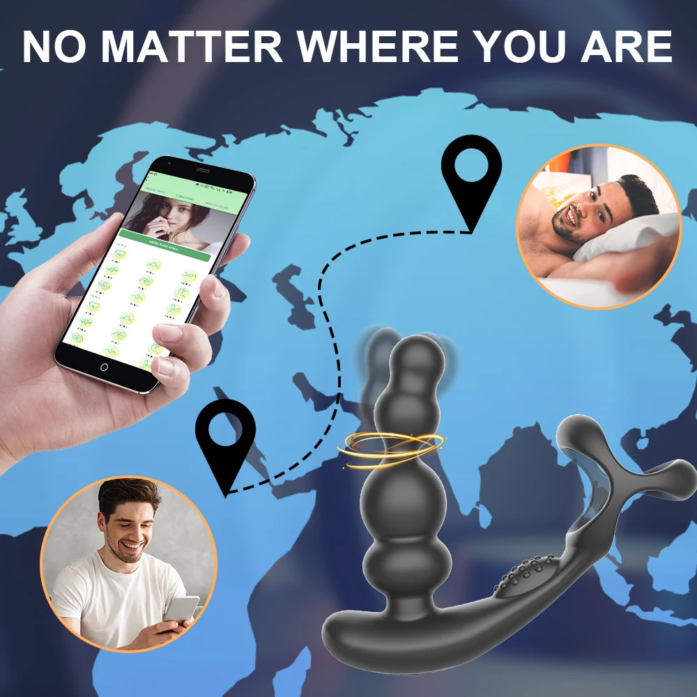 Male Thrusting Prostate Massager Bluetooth APP Vibrator for Men Wireless Remote Control Anal Plug Silicone Man Vibration Sex Toy