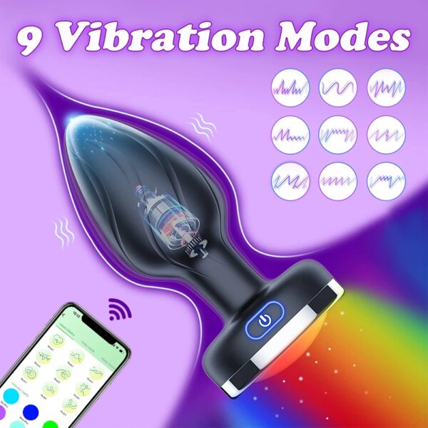 APP Remote Control Anal Vibrator Bluetooth LED Butt Plug Men Prostate Massager Female Masturbator Adult Sex Toys for Women Gay