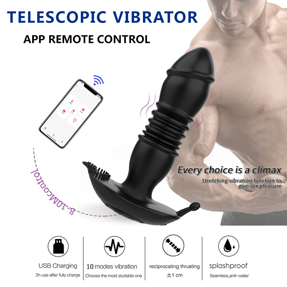 Bluetooth Telescopic Prostate Massage Sex Toys For Men Anal Butt Plug Dildo Vibrators For Women APP Remote Control Vibrator Gay Bluetooth Telescopic Prostate Massage Sex Toys For Men Anal Butt Plug Dildo Vibrators For Women APP Remote Control Vibrator Gay