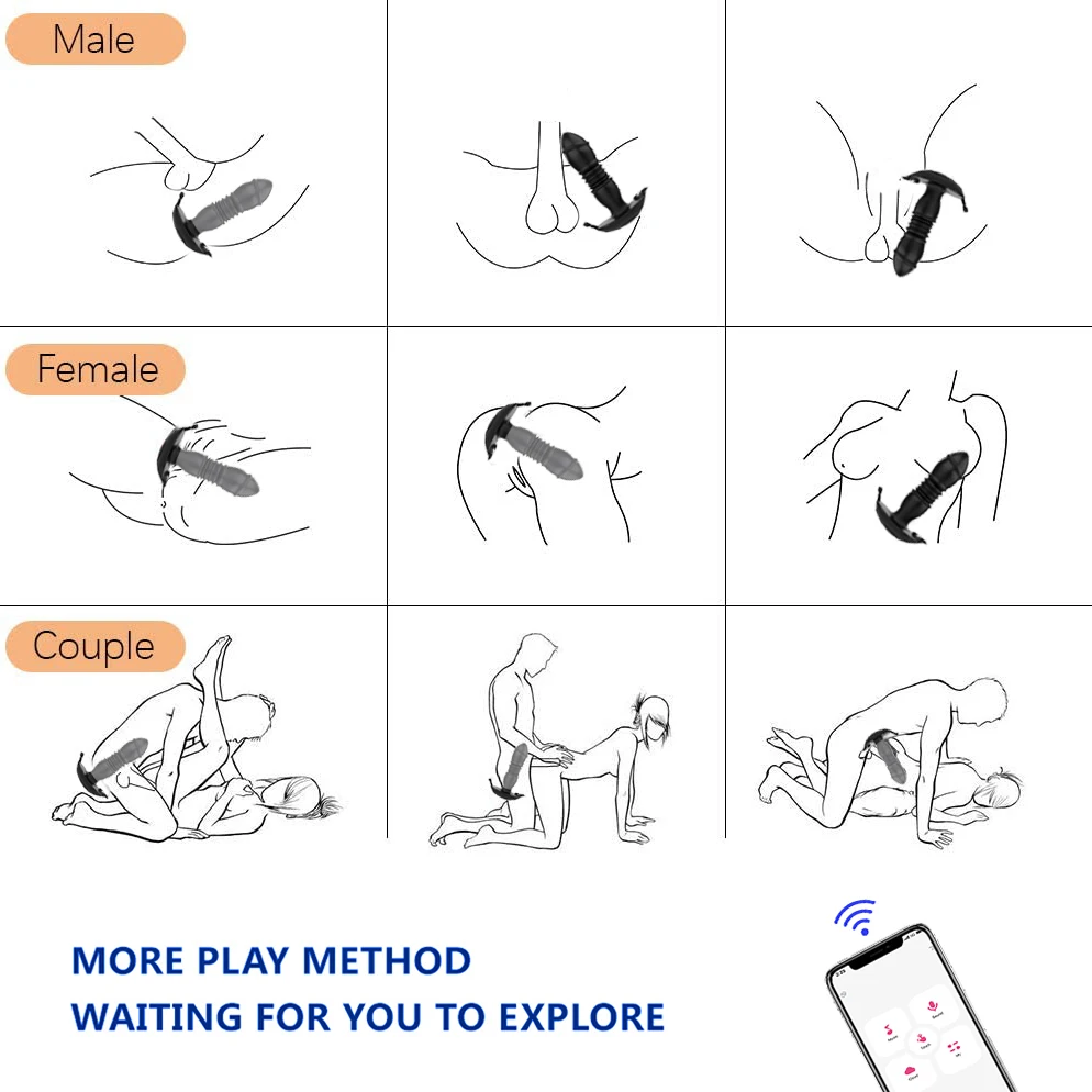 Bluetooth Telescopic Prostate Massage Sex Toys For Men Anal Butt Plug Dildo Vibrators For Women APP Remote Control Vibrator Gay Bluetooth Telescopic Prostate Massage Sex Toys For Men Anal Butt Plug Dildo Vibrators For Women APP Remote Control Vibrator Gay
