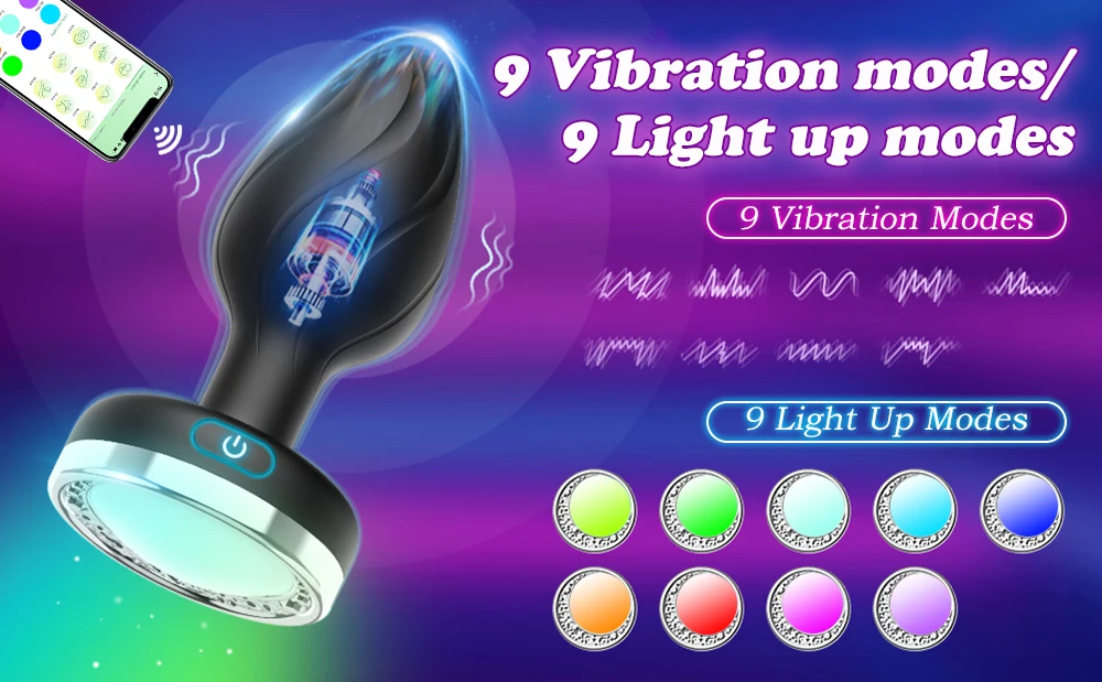 Vibrating Butt Plug LED Light Anal APP Vibrator Prostate Massager for Men Remote Control Vagina Vibrator Anal Sex Toys for Women