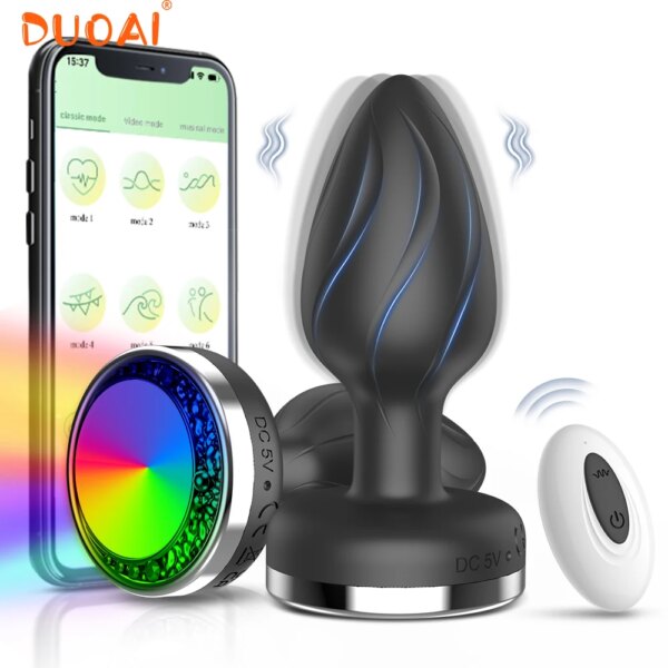 Vibrating Butt Plug LED Light Anal APP Vibrator Prostate Massager for Men Remote Control Vagina Vibrator Anal Sex Toys for Women