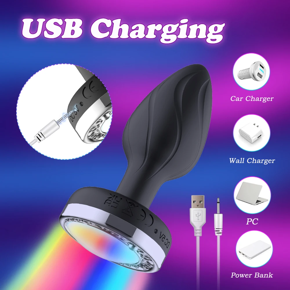Vibrating Butt Plug LED Light Anal APP Vibrator Prostate Massager for Men Remote Control Vagina Vibrator Anal Sex Toys for Women