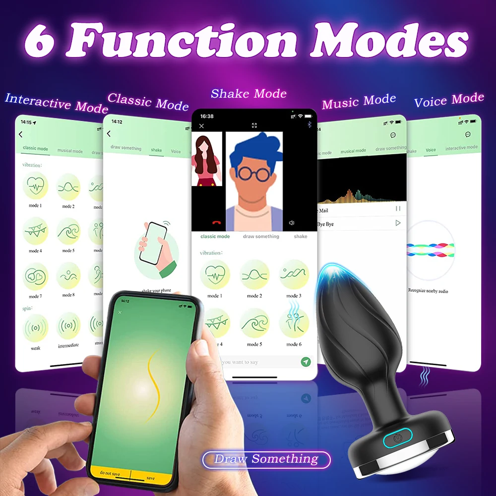 Vibrating Butt Plug LED Light Anal APP Vibrator Prostate Massager for Men Remote Control Vagina Vibrator Anal Sex Toys for Women