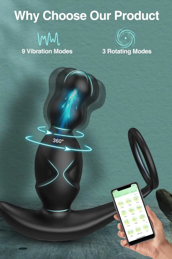 360° Rotation APP Remote Control Anal Vibrator Butt Plug Men Prostate Massager Vibrating Anal Beads Male Sex Toy for Couples Gay