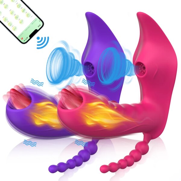 Bluetooth APP 3 in 1 Dildo Vibrator for Women Wireless Remote Control Sucker Clitoris Stimulator Sex Toys Female Couple Adult