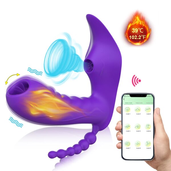 Bluetooth APP 3 in 1 Dildo Vibrator for Women Wireless Remote Control Sucker Clitoris Stimulator Sex Toys Female Couple Adult