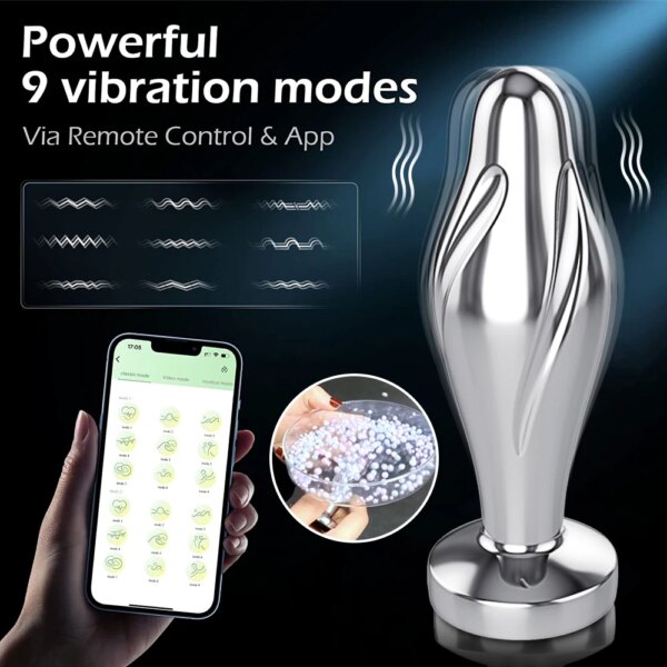 Bluetooth APP Anal Plug Vibrator Female Remote Control Clitoris Stimulator Metal Butt Plug Adult Supplies Sex Toys for Women Men