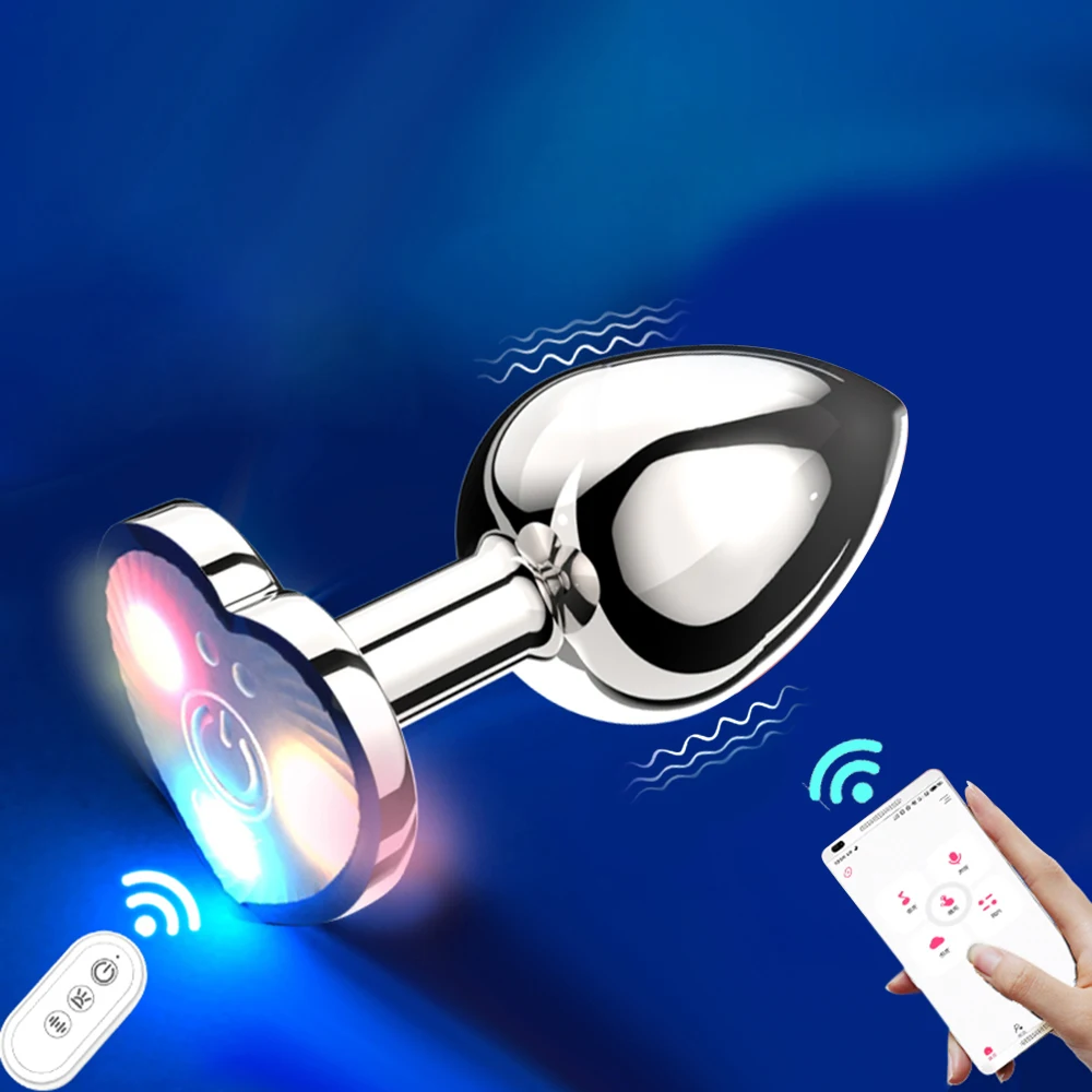 Bluetooth APP Anal Plug Vibrator Female Remote Control Clitoris Stimulator Metal Butt Plug Adult Supplies Sex Toys for Women Men