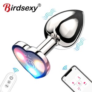 Bluetooth APP Anal Plug Vibrator Female Remote Control Clitoris Stimulator Metal Butt Plug Adult Supplies Sex Toys for Women Men