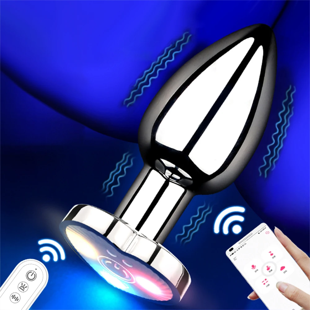 Bluetooth APP Anal Plug Vibrator Female Remote Control Clitoris Stimulator Metal Butt Plug Adult Supplies Sex Toys for Women Men