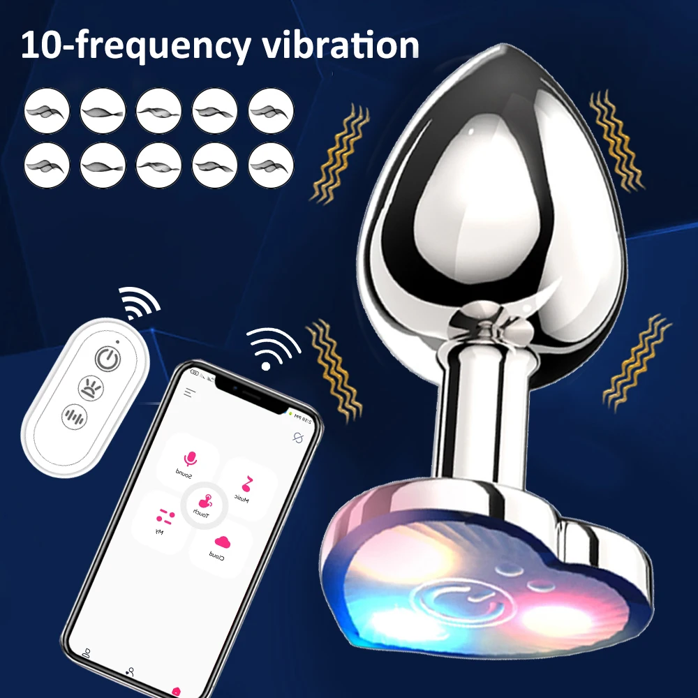 Bluetooth APP Anal Plug Vibrator Female Remote Control Clitoris Stimulator Metal Butt Plug Adult Supplies Sex Toys for Women Men