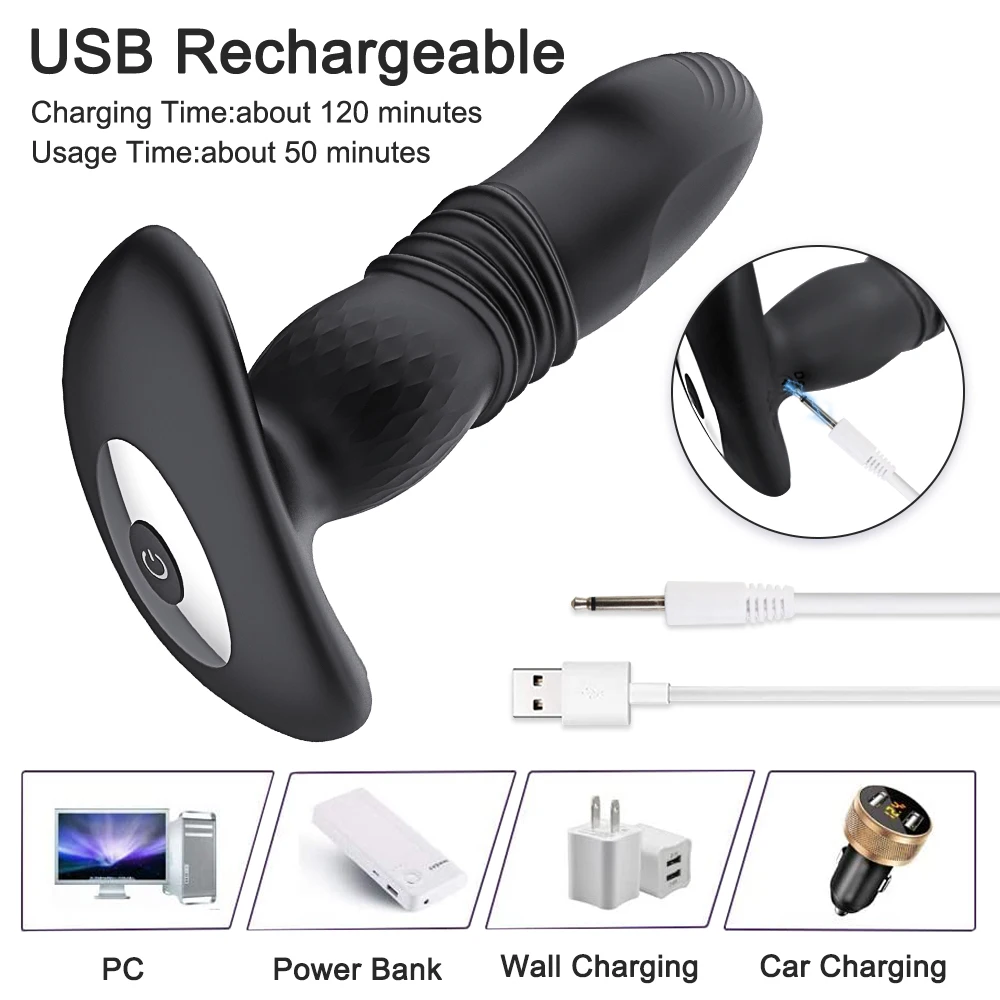 Thrusting Anal Vibrator Men Bluetooth APP Vibrator Remote Control Telescopic Prostate Massager Male Prostate Stimulator