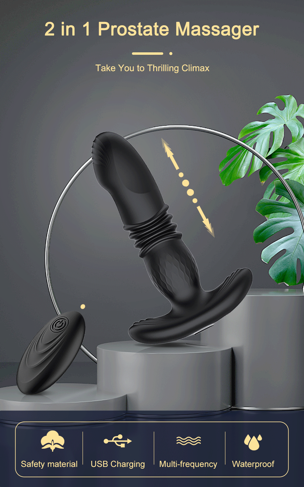 Thrusting Anal Vibrator Men Bluetooth APP Vibrator Remote Control Telescopic Prostate Massager Male Prostate Stimulator