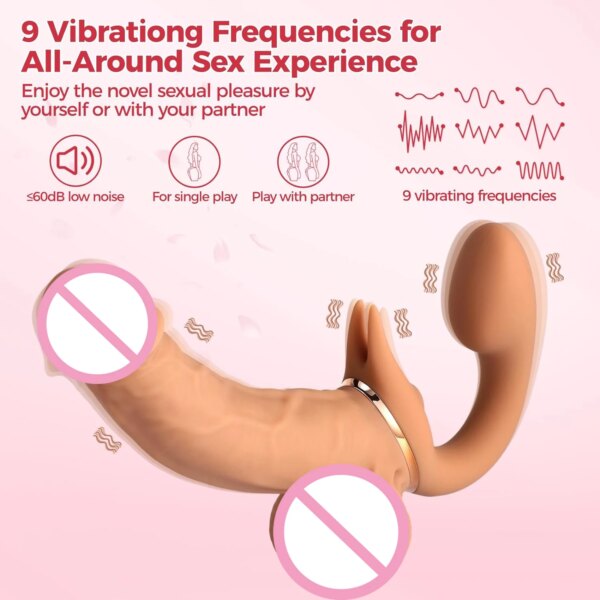 Realistic Silicone Strap-on Double End Dildo With Vibration Thick Thrusting Wireless Vibrator Anal Auus penis For Women Men
