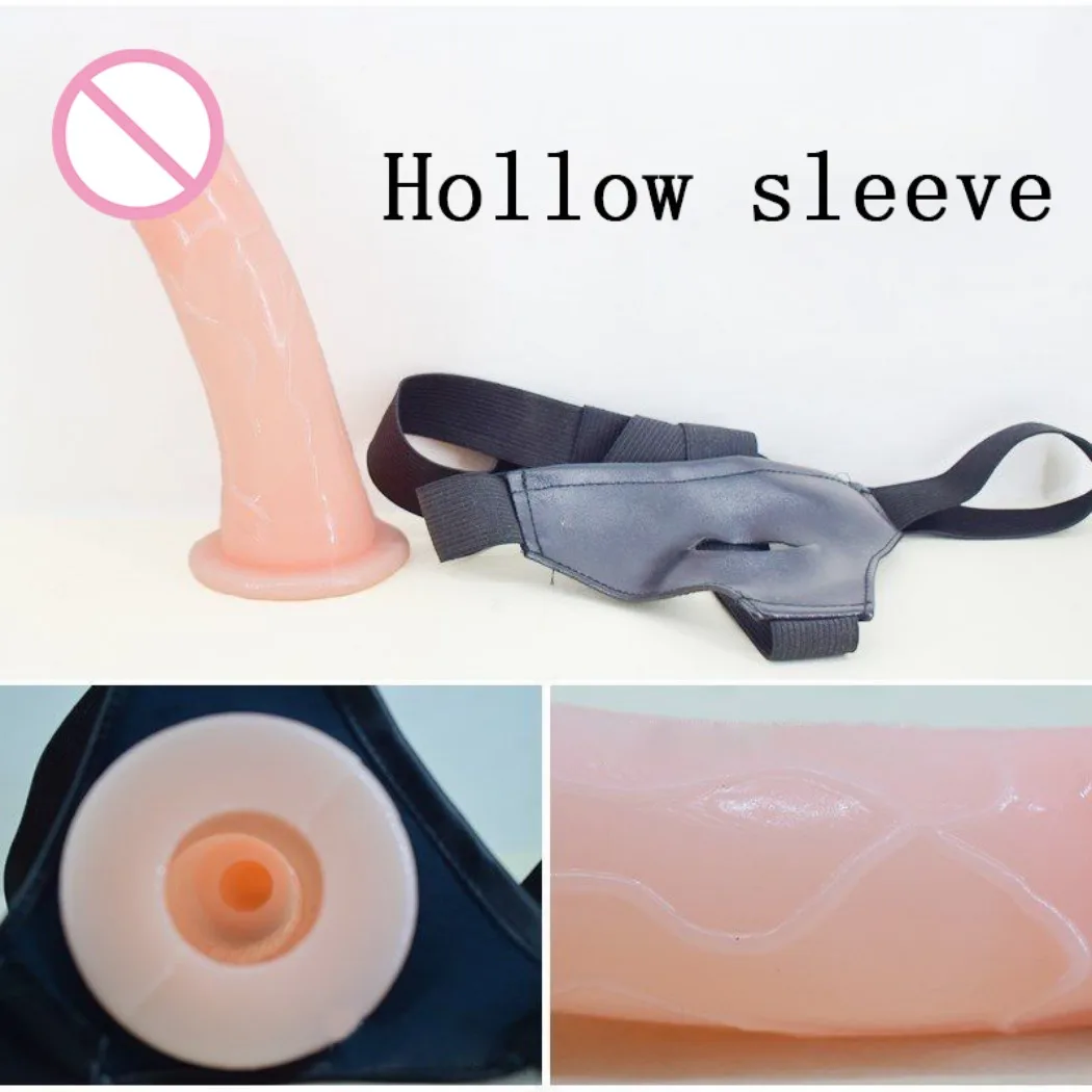 Wearable Penis for Men Women Hollow Sleeve Condoms Strap On Panties Dildo Anal Plug Extended Adult Sex Gay Toys Extender Lesbian