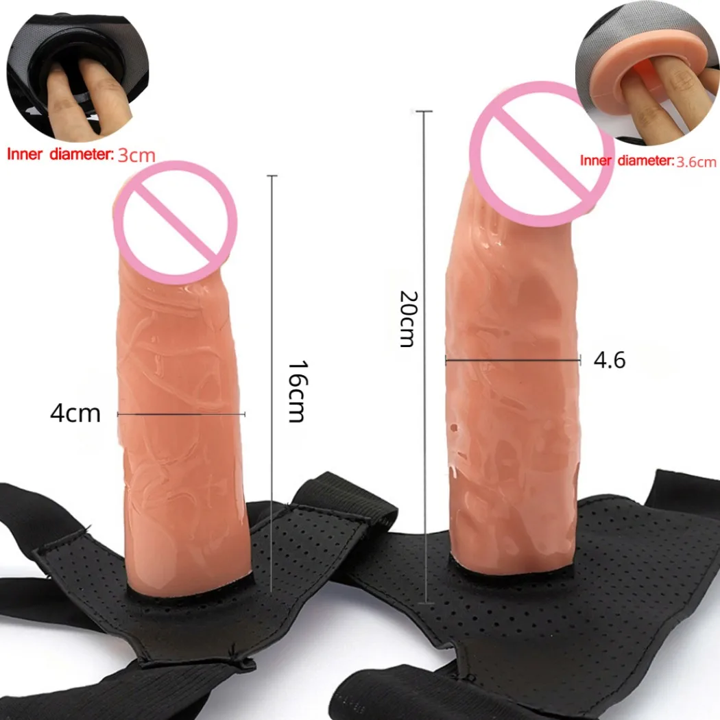 Wearable Penis for Men Women Hollow Sleeve Condoms Strap On Panties Dildo Anal Plug Extended Adult Sex Gay Toys Extender Lesbian