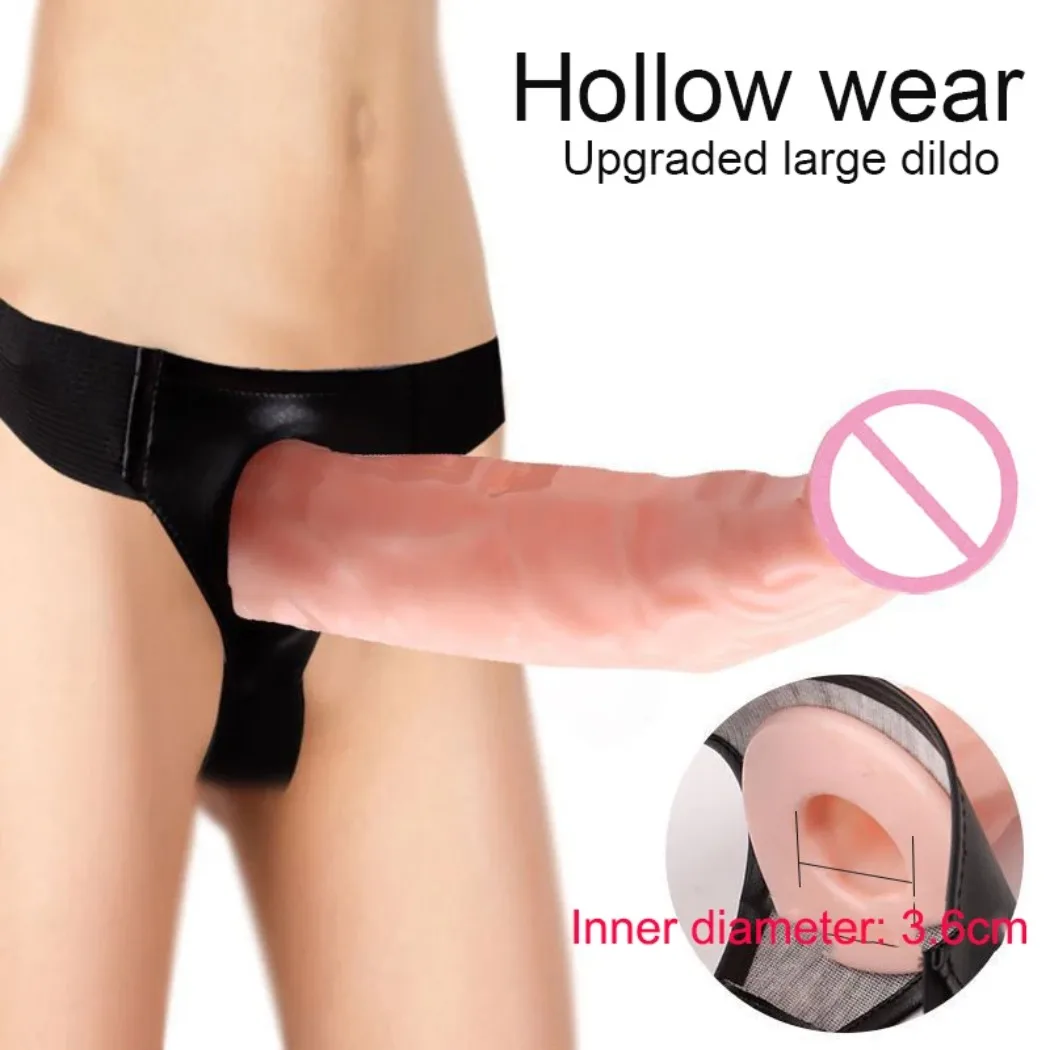 Wearable Penis for Men Women Hollow Sleeve Condoms Strap On Panties Dildo Anal Plug Extended Adult Sex Gay Toys Extender Lesbian