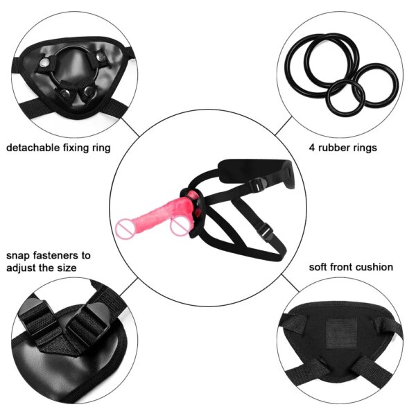 Lesbian Strap on Erotic Panties Aldult Bondage Gear Women's Wearable Briefs Anal Vaginal Masturbators Sex Toy T-back Fixed Dildo