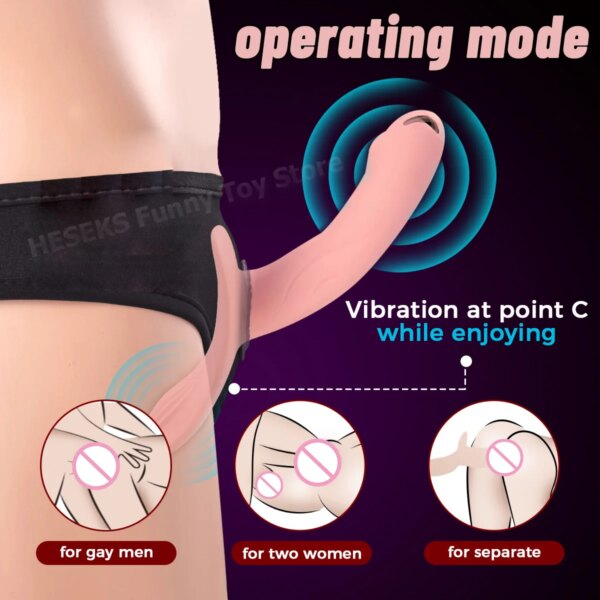 Wearable Vibrator for Lesbian Strap On Dildo Clitoris Stimulator Vibrating Sex Toys Belt Dildos for Gay Women
