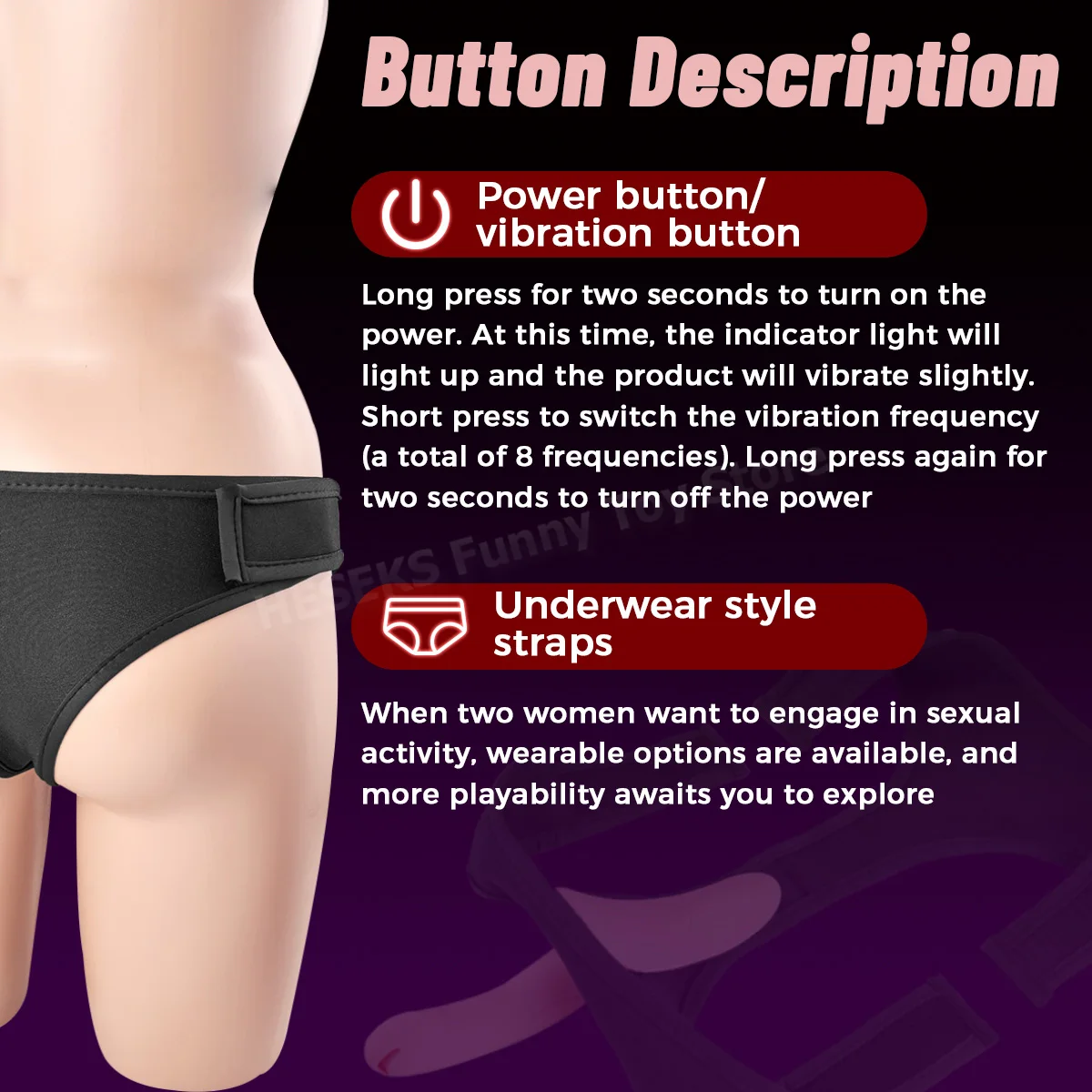 HESEKS Wearable Vibrator for Lesbian Strap On Dildo Clitoris Stimulator Vibrating Sex Toys Belt Dildos for Gay Women