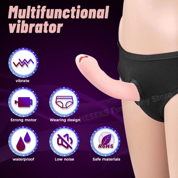 Wearable Vibrator for Lesbian Strap On Dildo Clitoris Stimulator Vibrating Sex Toys Belt Dildos for Gay Women