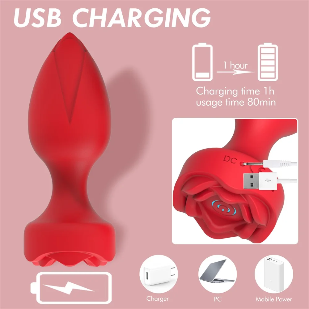 Rose Anal Vibrator For Women Dildo Butt Plug G spot Stimulator Wearable Vibrator For Men Prostate Massager Anal Beads Adult Toys Rose Anal Vibrator For Women Dildo Butt Plug G spot Stimulator Wearable Vibrator For Men Prostate Massager Anal Beads Adult Toys