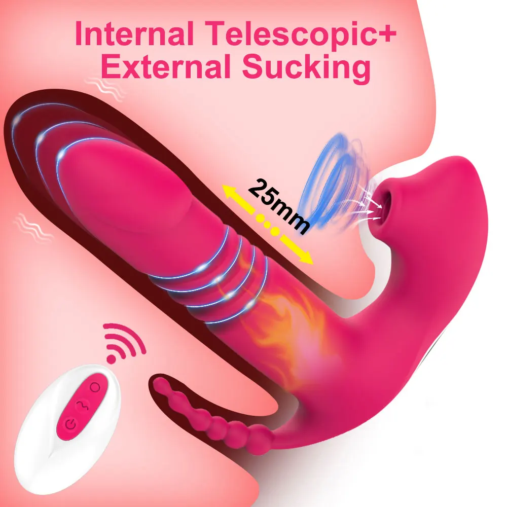 Sucking Clitoris Vibrator Women 3 In 1 Telescopic Wireless Control Clit Sucker 12 Speeds Female Wearable G-Spot Anal Stimulator Sucking Clitoris Vibrator Women 3 In 1 Telescopic Wireless Control Clit Sucker 12 Speeds Female Wearable G-Spot Anal Stimulator