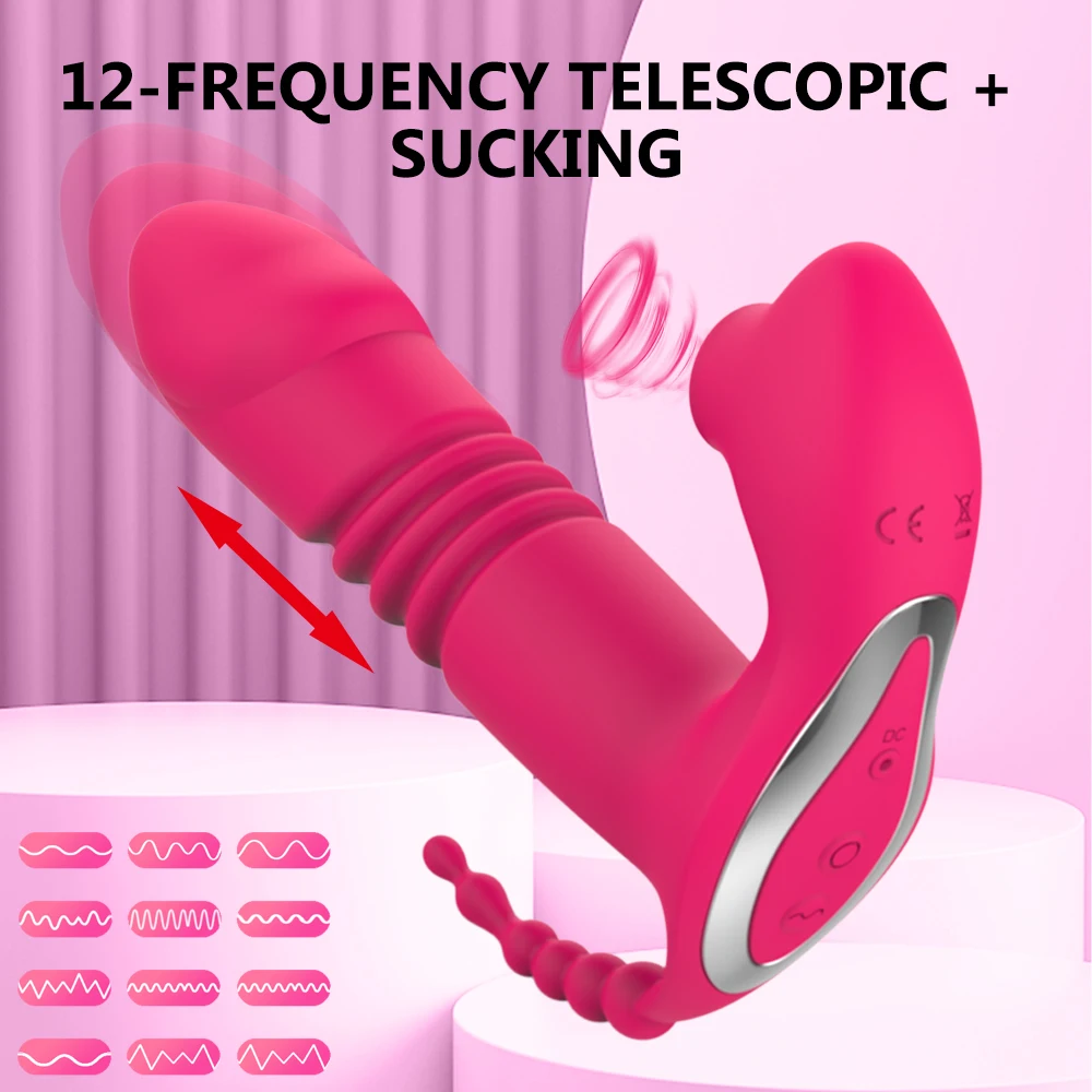 Sucking Clitoris Vibrator Women 3 In 1 Telescopic Wireless Control Clit Sucker 12 Speeds Female Wearable G-Spot Anal Stimulator Sucking Clitoris Vibrator Women 3 In 1 Telescopic Wireless Control Clit Sucker 12 Speeds Female Wearable G-Spot Anal Stimulator